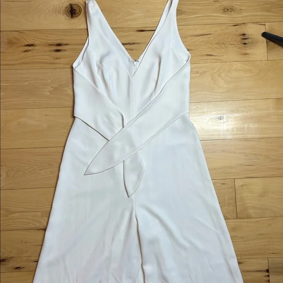 Amanda Uprichard Cream Tie-Front Wide Legged Jumpsuit | Size Medium - Picture 10 of 12